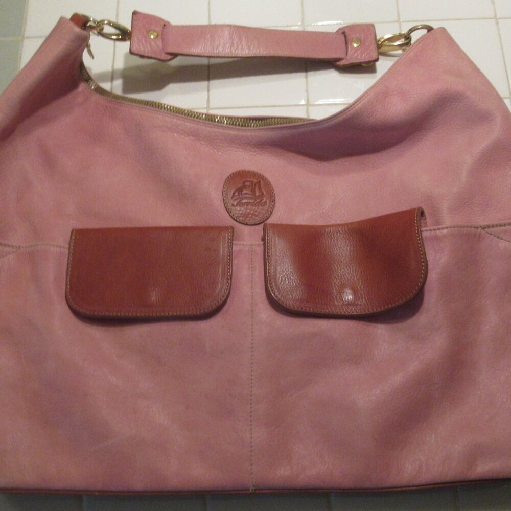 Terrida Tote Shopper Bag Colorful Bag XL Pink Leather - Picture 7 of 13